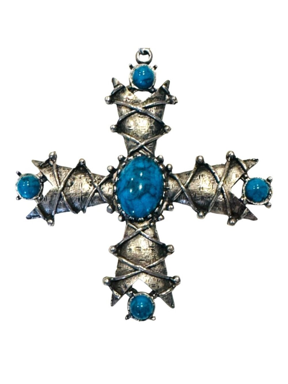 Southwestern Jewelry Lot 4 Necklaces Turquoise Tone Cross Thunderbird Reseller - Picture 3 of 6